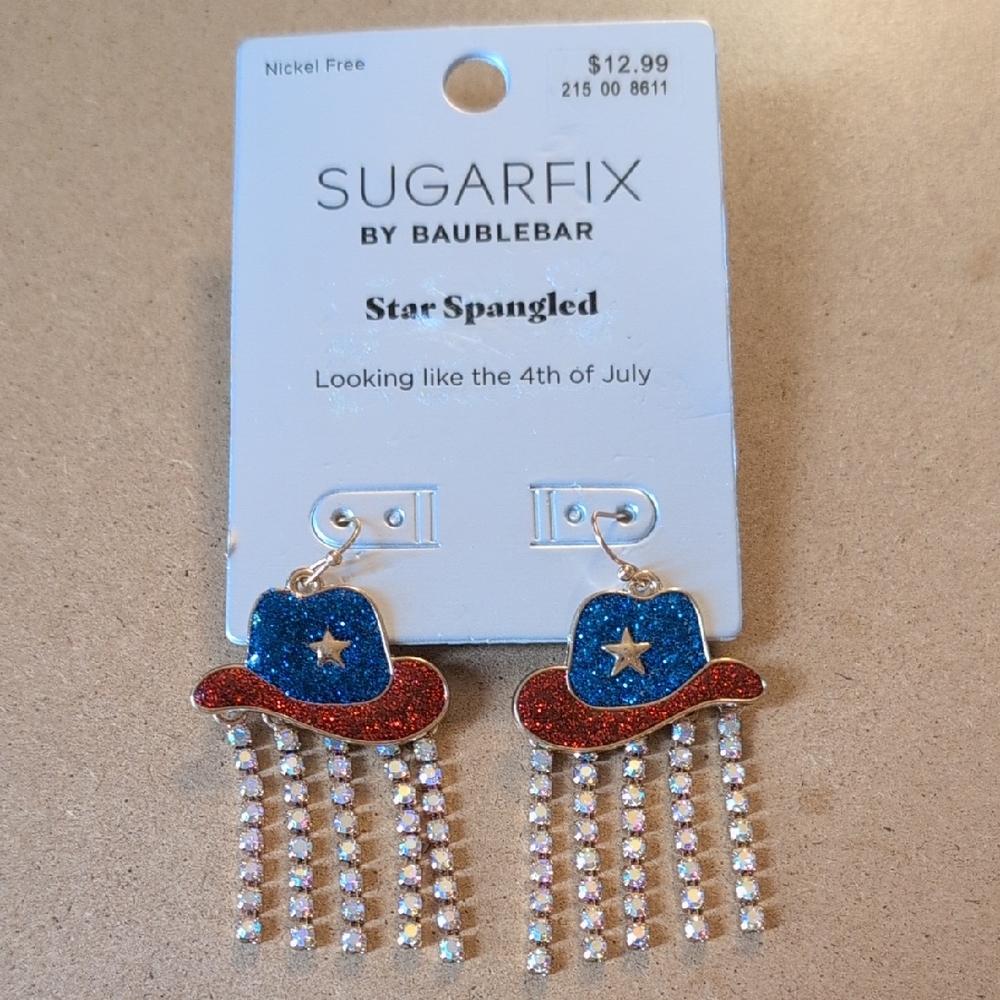 Sugarfix Glitter Hat Star Spangled Earrings